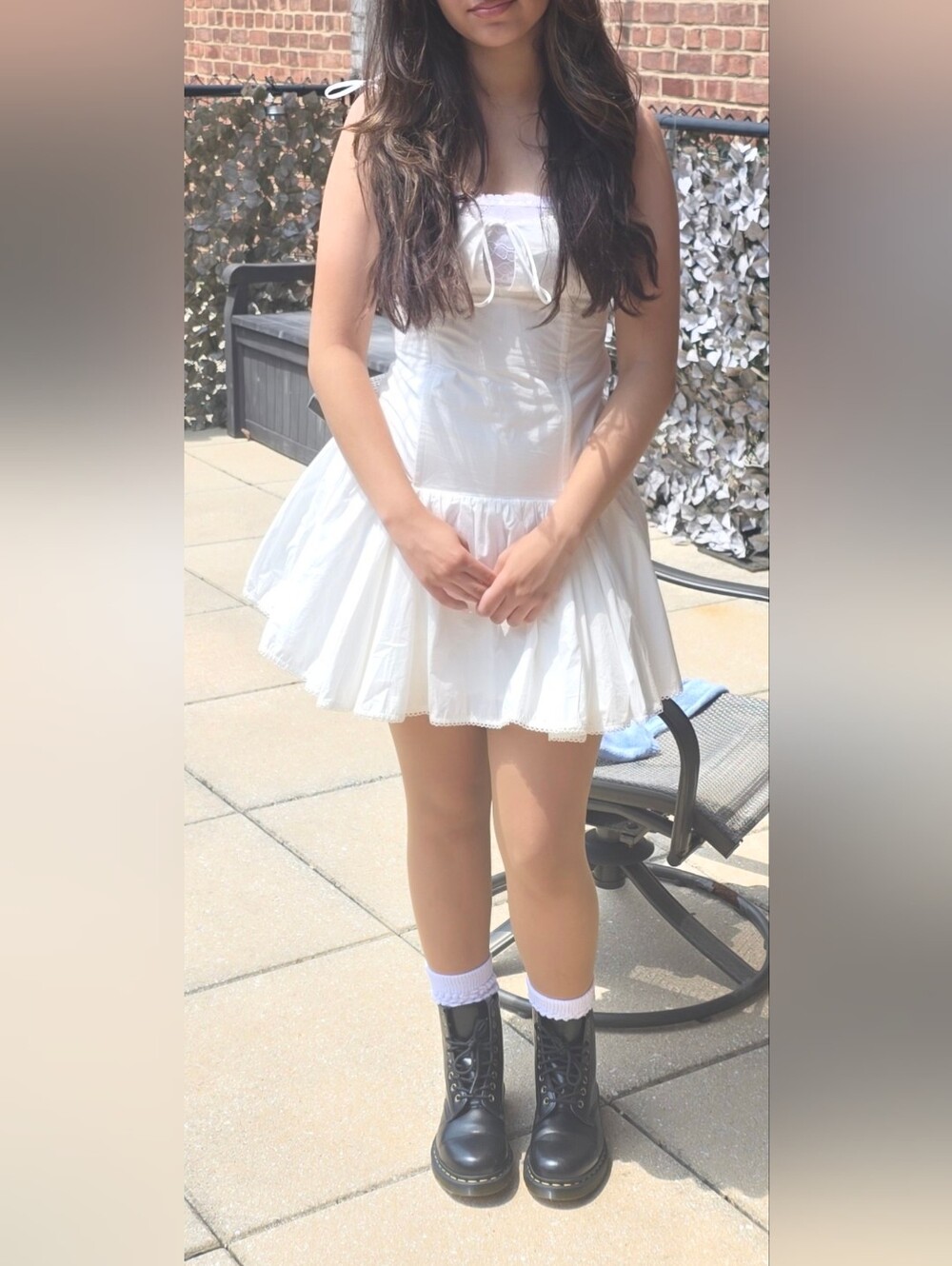 Sky To MOON White Tie-Front Spaghetti Strap Sundress